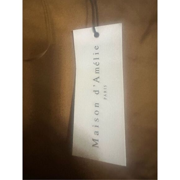 Maison d' Amelie Women's satin silk Blouse Size:S Gold long sleeve - Picture 3 of 5